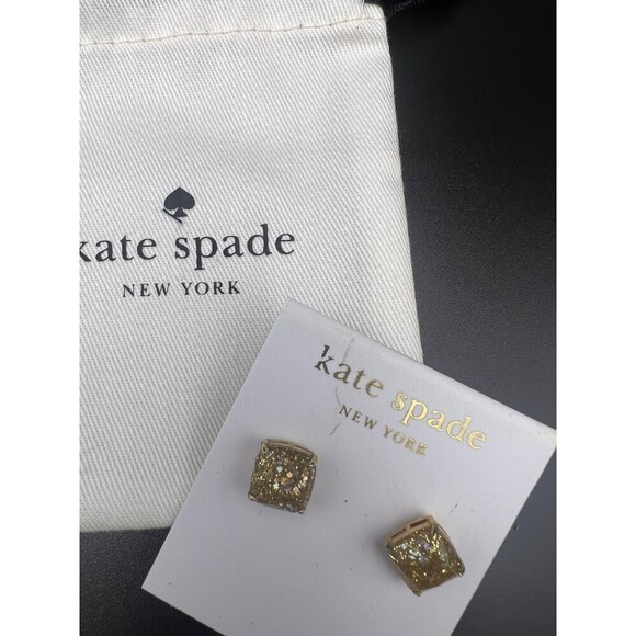 KATE Spade Gold Sparkle Stud Earrings NWT - Picture 3 of 13